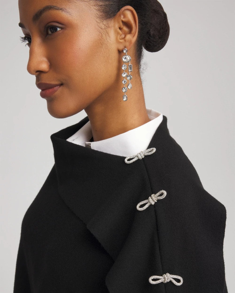 Chico's Accessories Embellished Bow Poncho