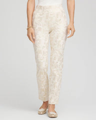 Chico's Petites Petite Juliet Golden Foiled Slim Ankle Pants