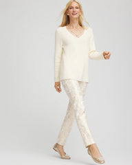 Chico's Petites Petite Juliet Golden Foiled Slim Ankle Pants