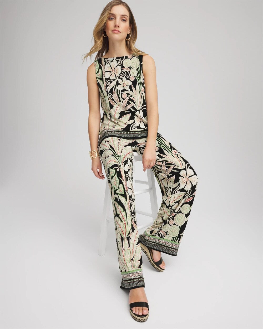 Chico's Petites Petite Travelers™ Island-Motif Palazzo Pants