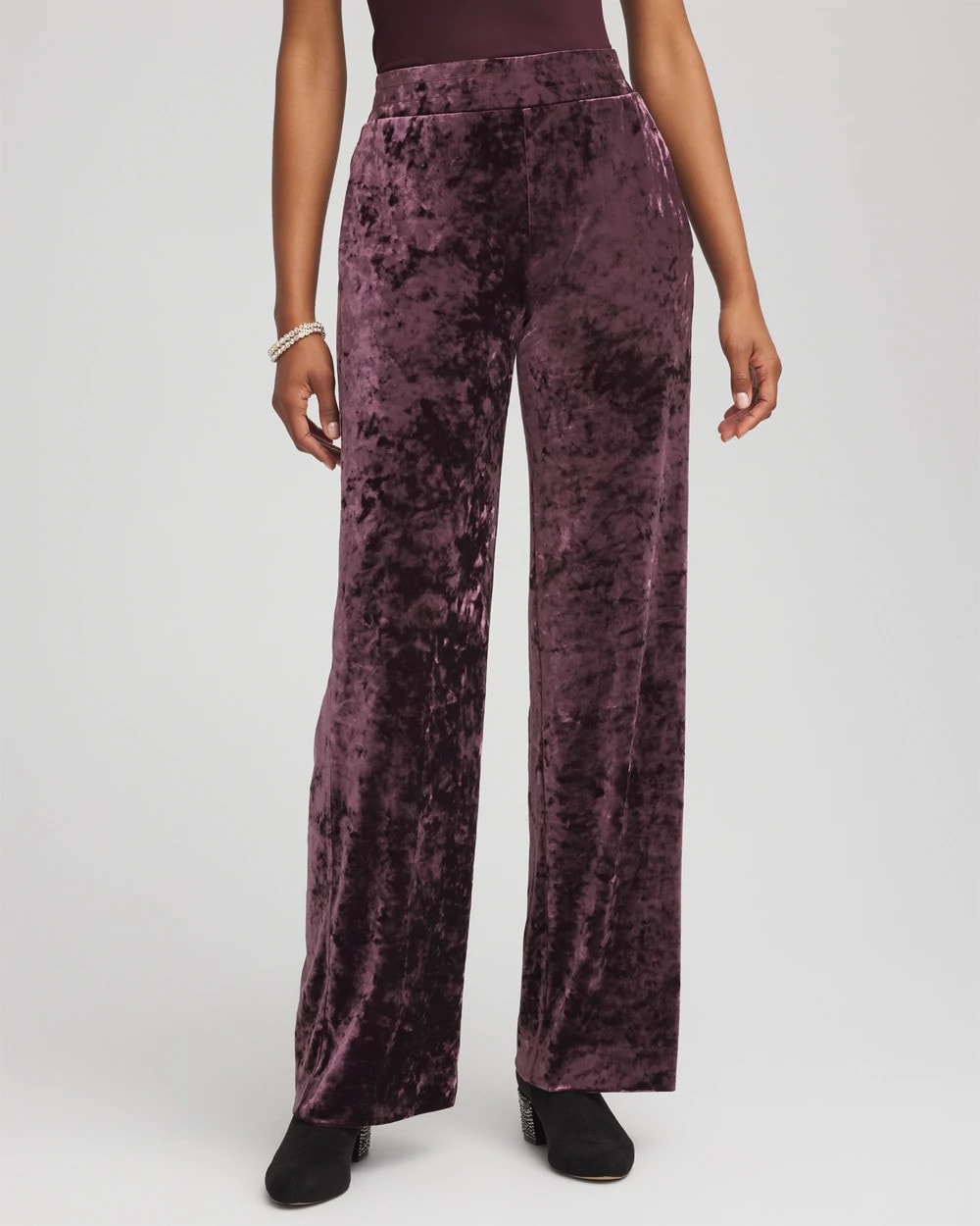 Chico's Petites Petite Crushed Velvet Wide-Leg Pants