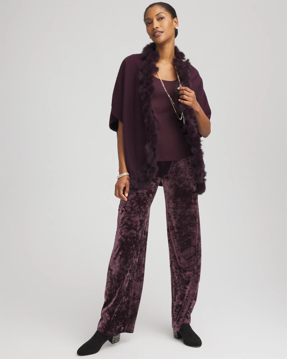 Chico's Petites Petite Crushed Velvet Wide-Leg Pants