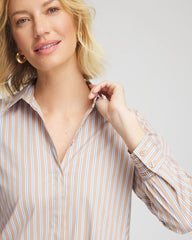 Chico's Petites Petite Vanilla Chai Striped Shirtdress
