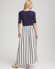 Chico's Petites Petite Mixed Metallic Striped Maxi Dress