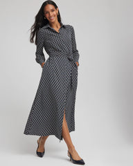 Chico's Petites Petite Chain Print Maxi Shirtdress