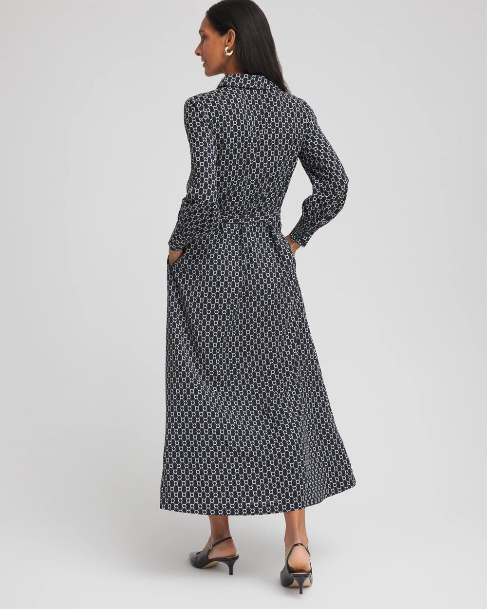Chico's Petites Petite Chain Print Maxi Shirtdress