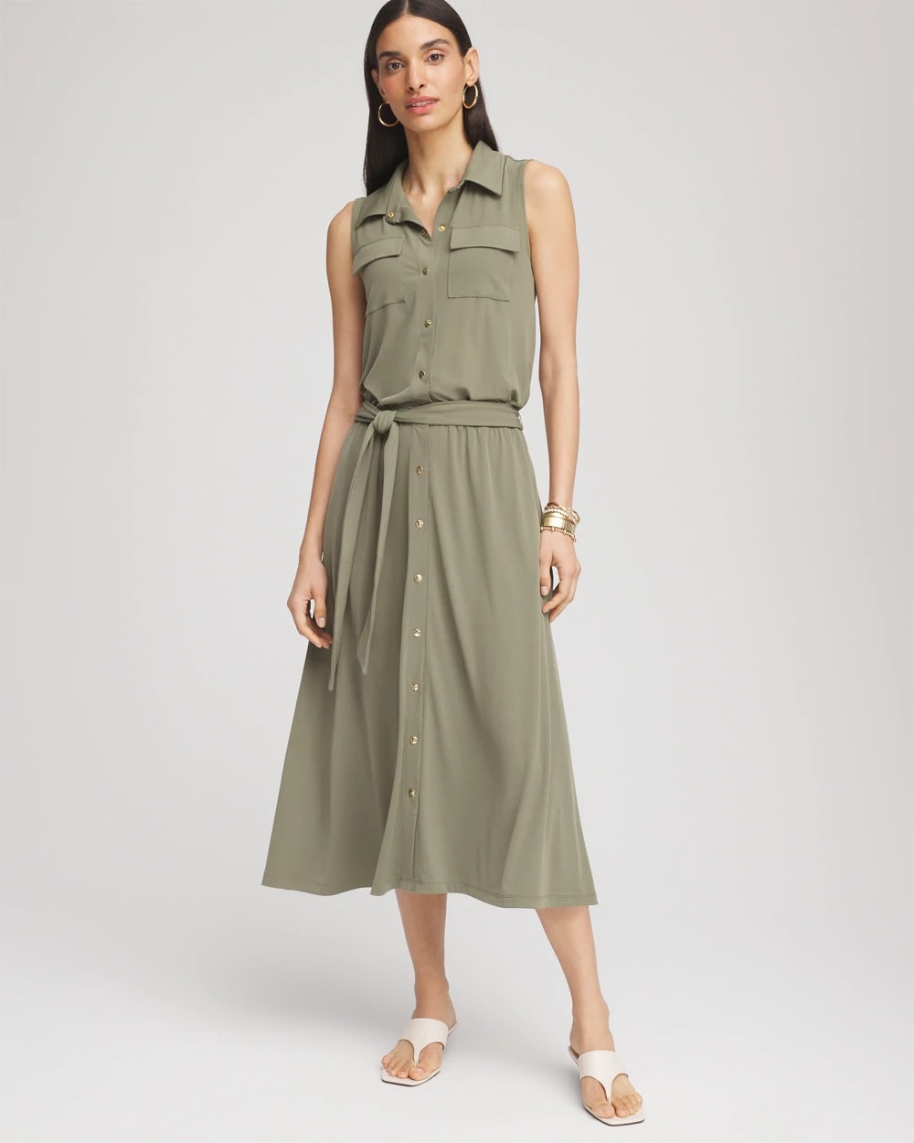 Chico's Petites Petite Travelers™ Knit Sleeveless Shirtdress