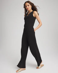 Chico's Petites Petite Travelers™ Jersey Knit Chain-Trim Jumpsuit