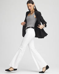 Chico's Petites Petite Girlfriend No Stain Frayed Flared Jeans