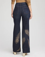 Chico's Petites Petite Embellished High-Rise Wide-Leg Jeans