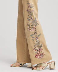 Chico's Petites Petite Embroidered High-Rise Wide-Leg Jeans