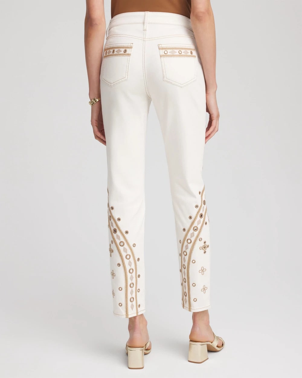 Chico's Petites Petite Embellished Girlfriend Slim Ankle Jeans