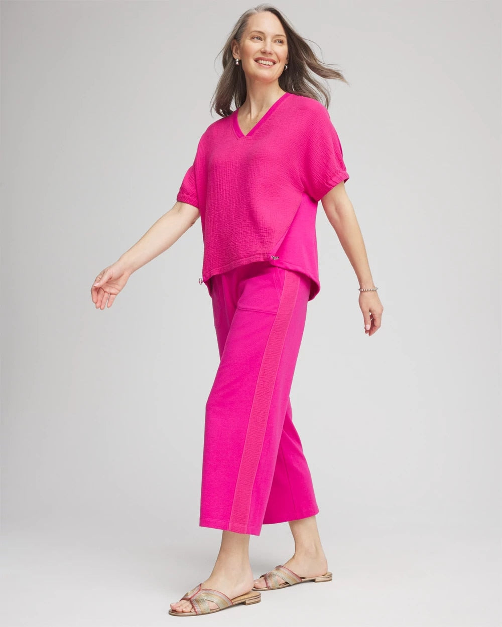 Chico's Collections Zenergy® French Terry Gauze-Inset Cropped Pants