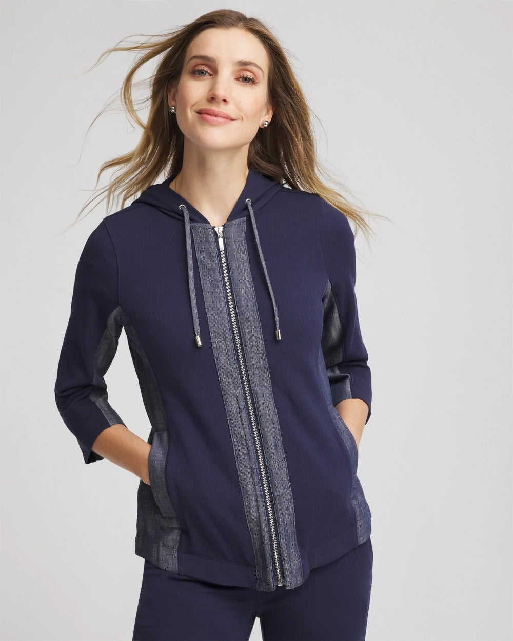 Chico's Collections Zenergy® French Terry & Chambray Jacket
