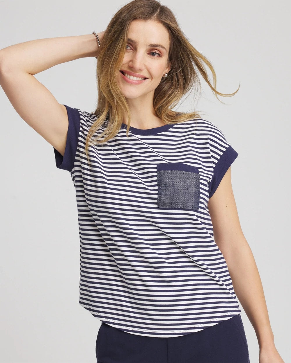 Chico's Collections Zenergy® UPF Striped Tee