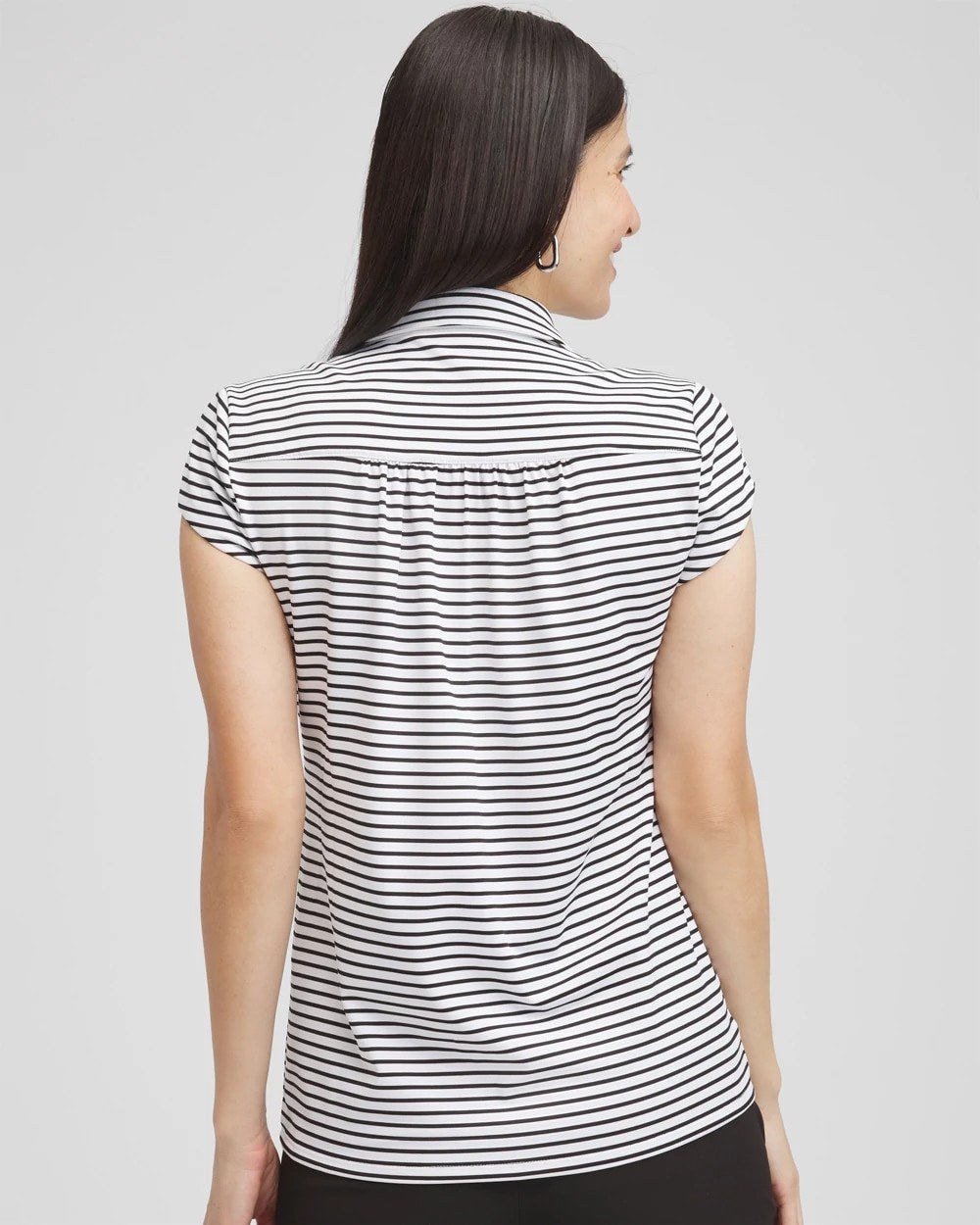 Chico's Collections Zenergy® UPF Stripe Cap Sleeve Polo