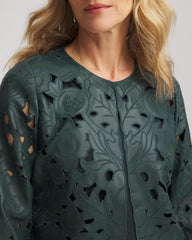 Chico's Collections Travelers™ Collection Faux Leather Floral Jacket