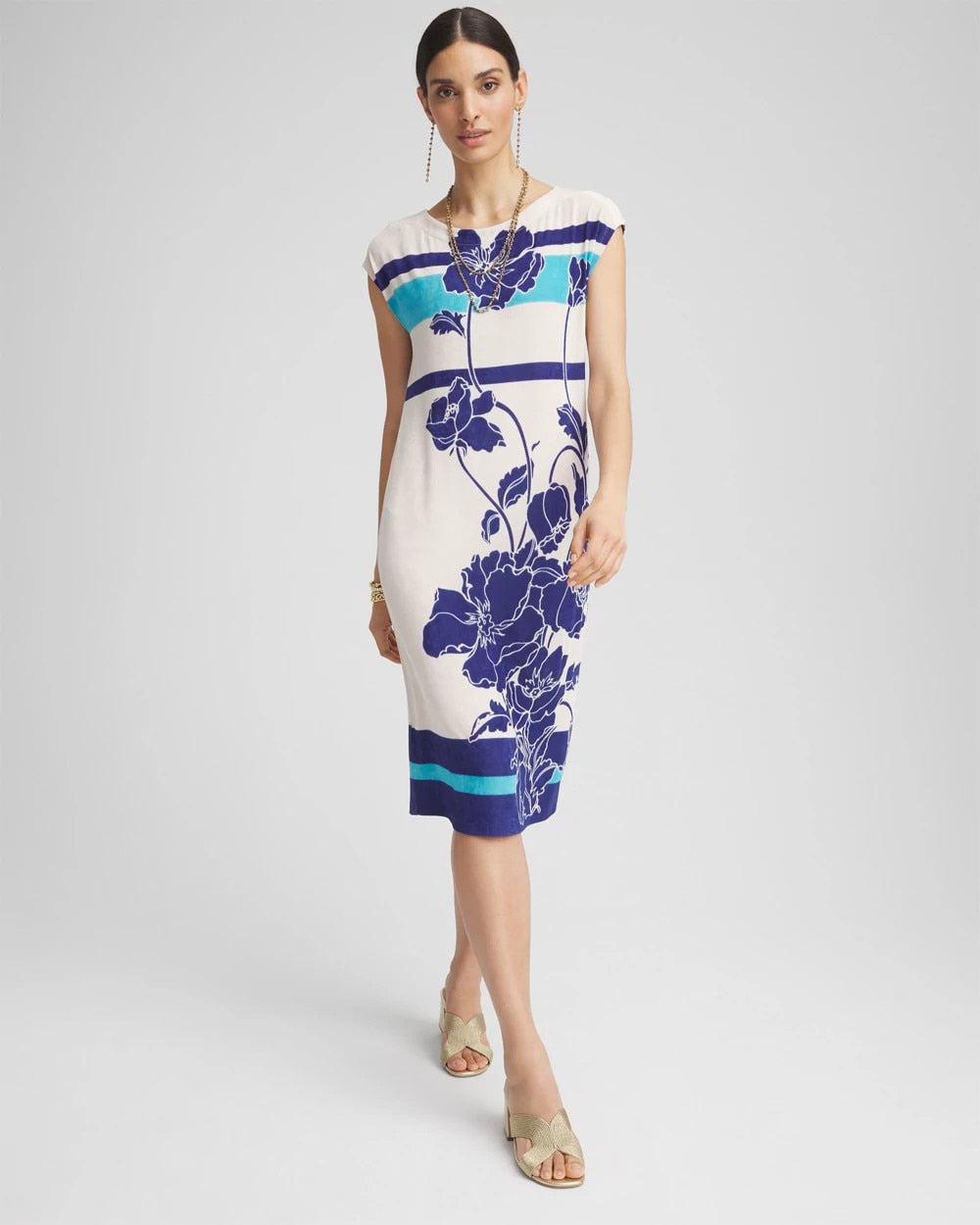 Chico's Collections Travelers™ Wildflower Cap-Sleeved Column Dress