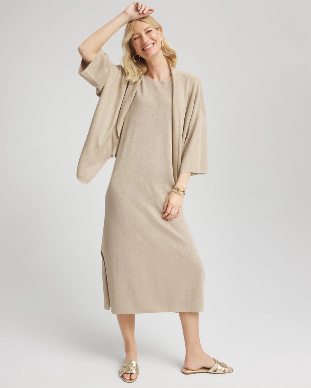 Chico's Collections Travelers™ Collection Metallic Knit Cardigan