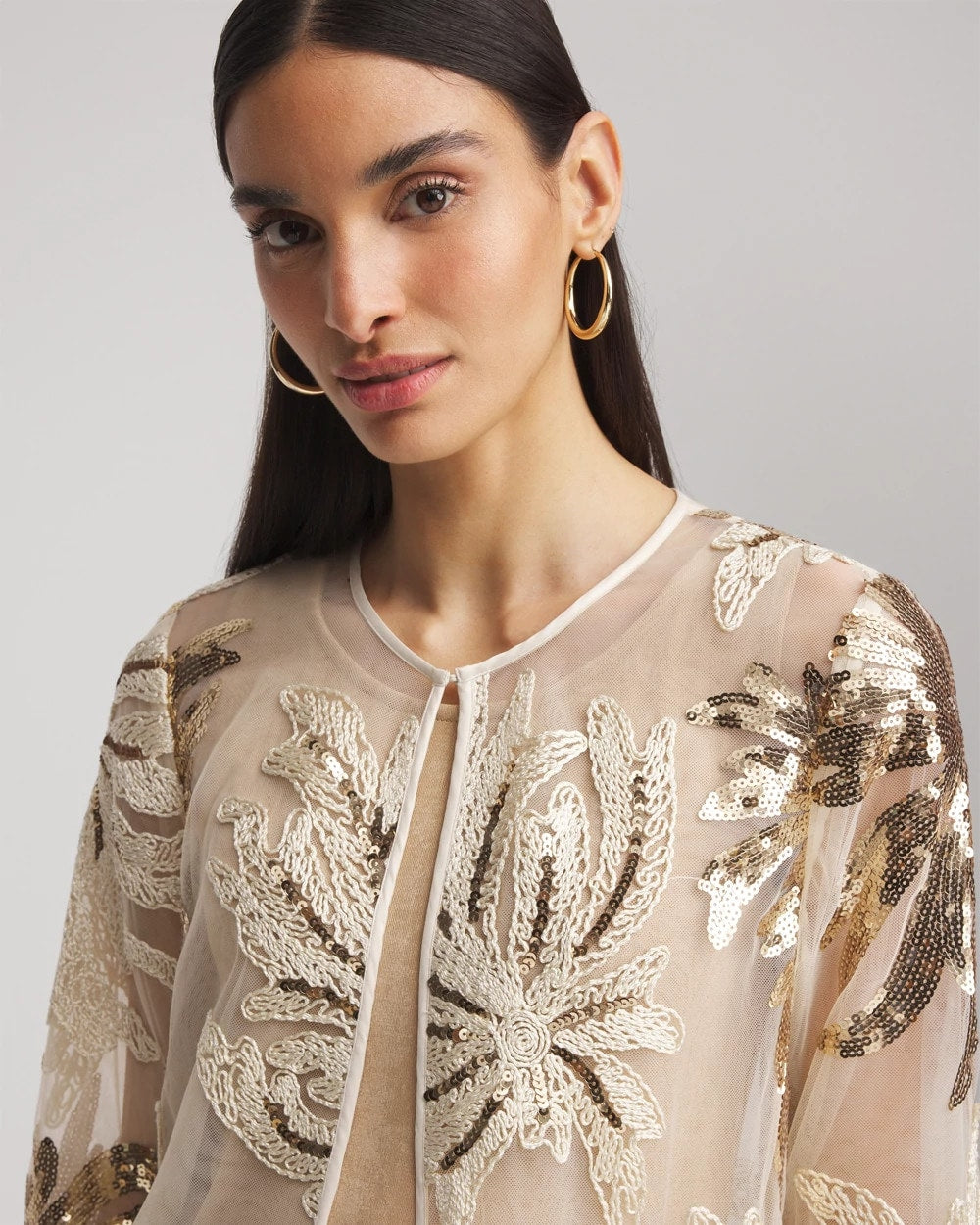 Chico's Collections Travelers™ Collection Sequin-Mesh Jacket