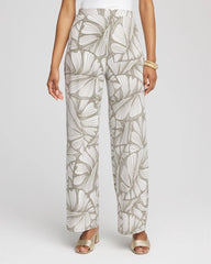 Chico's Collections Travelers™ Abstract Leaf Print Knit Wide-Leg Pants