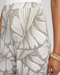 Chico's Collections Travelers™ Abstract Leaf Print Knit Wide-Leg Pants