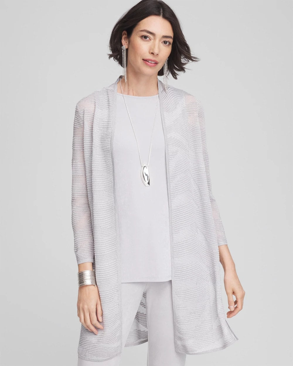 Chico's Collections Travelers™ Zebra-Motif Metallic Cardigan