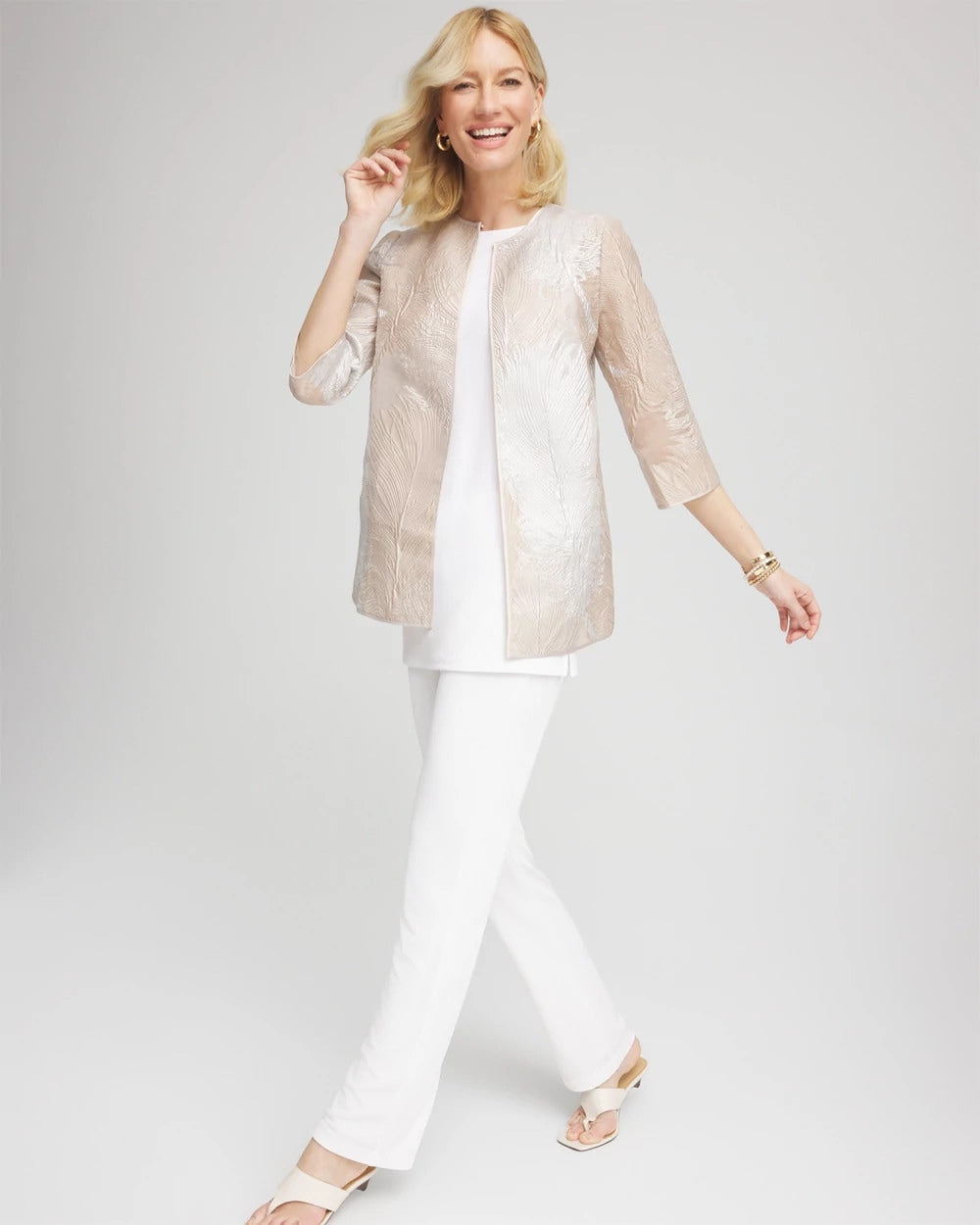 Chico's Collections Travelers™ Collection Metallic 3/4 Sleeve Jacket
