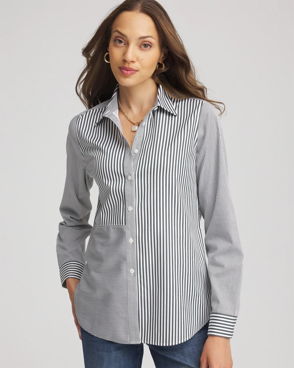 Chico's Collections No Iron™ Colorblock Striped Shirt