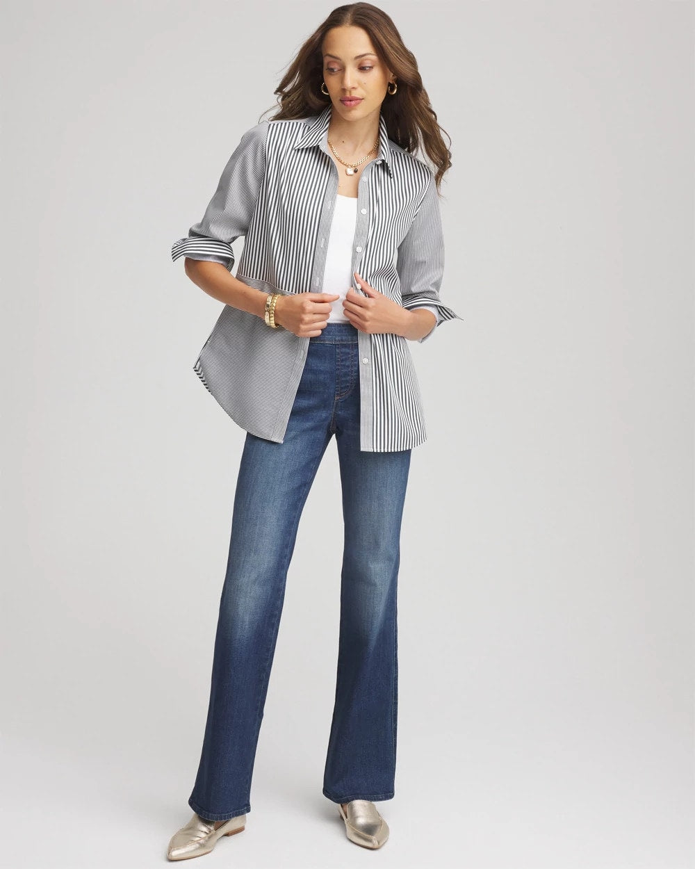 Chico's Collections No Iron™ Colorblock Striped Shirt