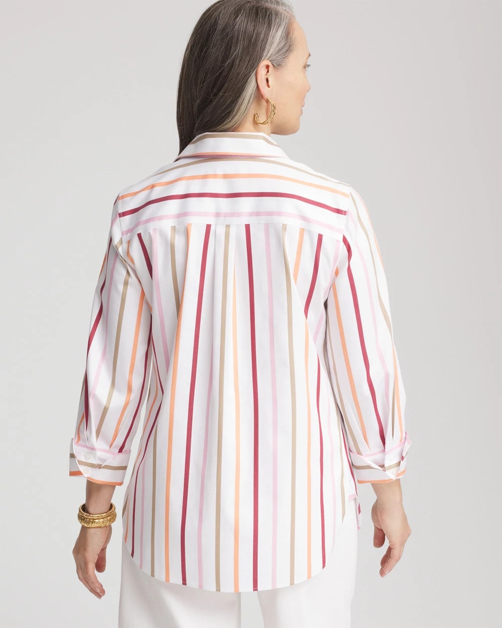 Chico's Collections No Iron™ Striped Stretch-Sateen Shirt