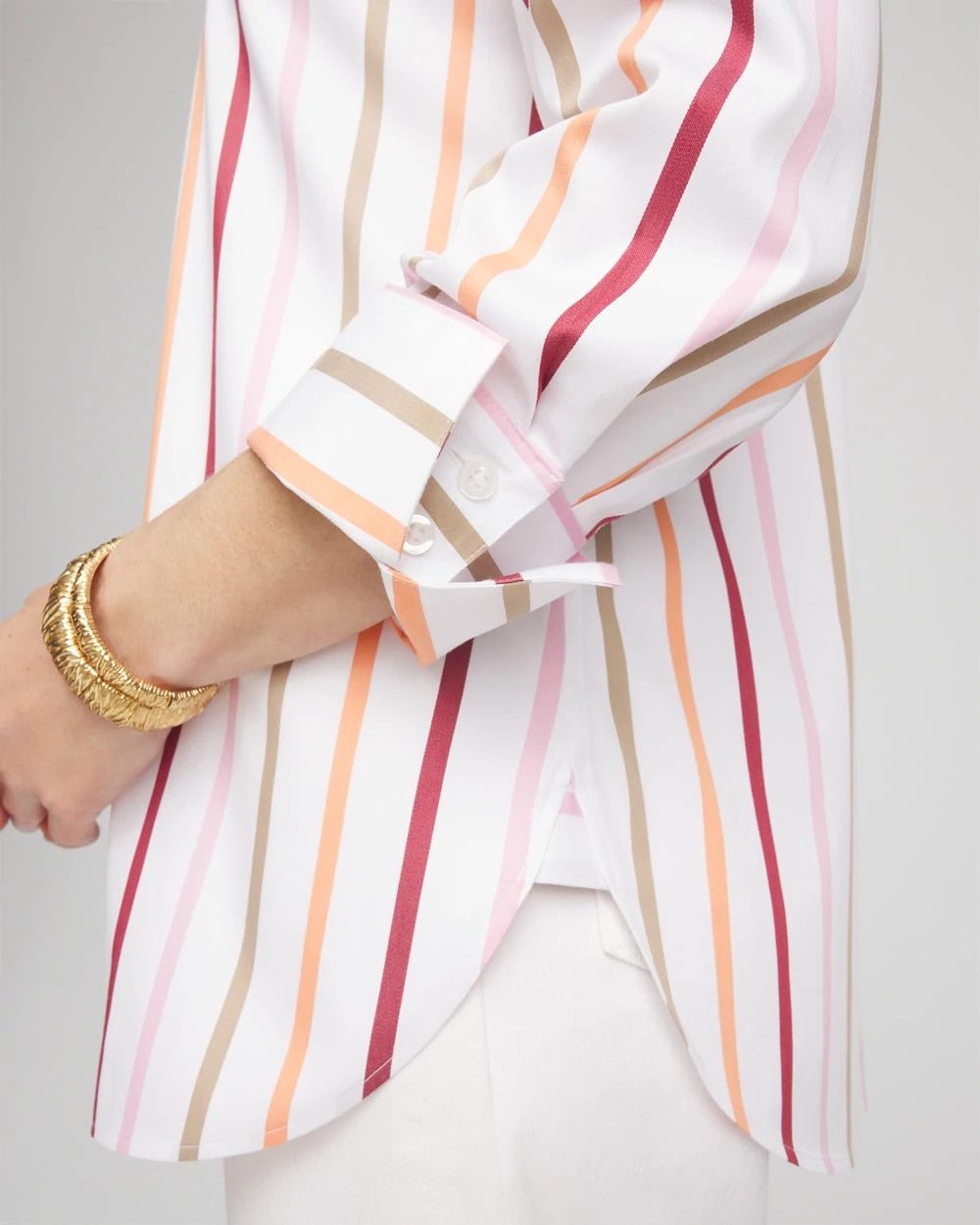 Chico's Collections No Iron™ Striped Stretch-Sateen Shirt