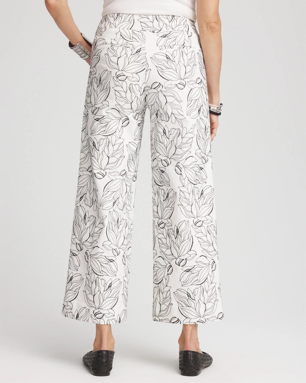 Chico's Collections Brigitte™ Floral Embroidered Wide-Leg Cropped Pants
