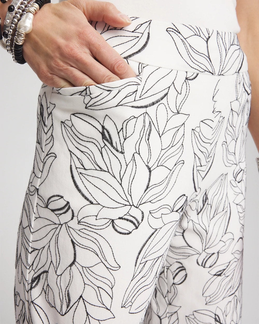 Chico's Collections Brigitte™ Floral Embroidered Wide-Leg Cropped Pants