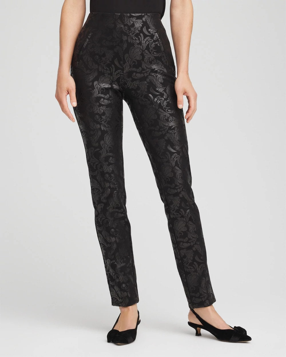 Chico's Collections Juliet Foiled Slim Ponte Pants