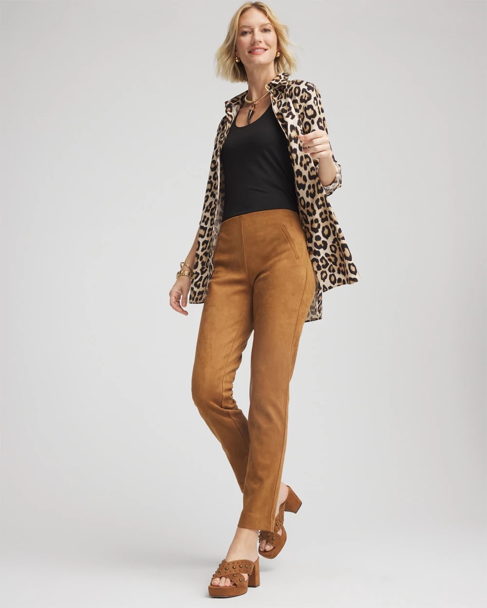 Chico's Collections Faux Suede Juliet Slim Ankle Pants