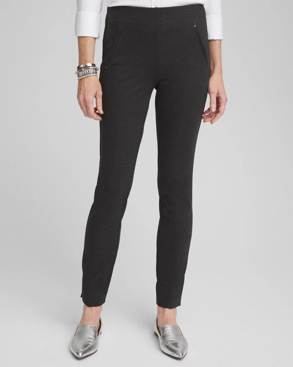 Chico's Collections Juliet Trim Detail Ponte Ankle Pants