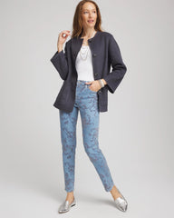 Chico's Collections Girlfriend Slim Ankle Flocked Jeans
