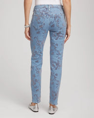 Chico's Collections Girlfriend Slim Ankle Flocked Jeans