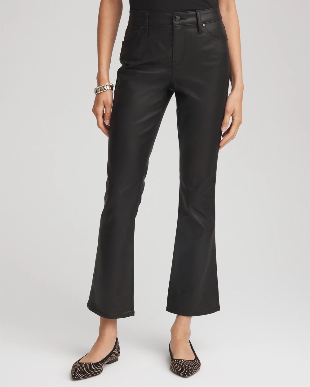 Chico's Collections Coated Girlfriend Cropped Flared Jeans