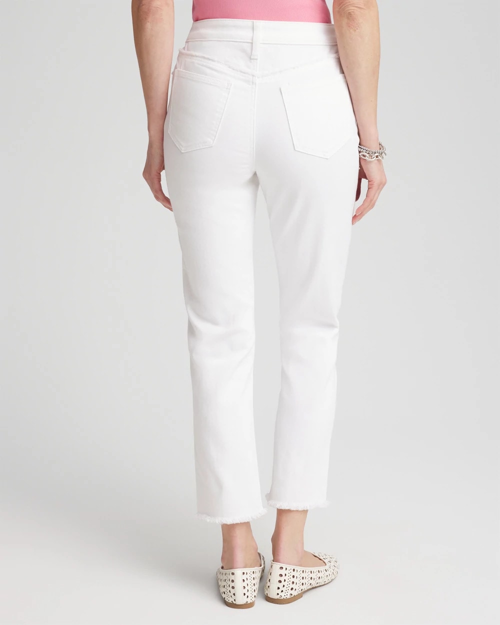 Chico's Collections Girlfriend Frayed Cropped No Stain Jeans