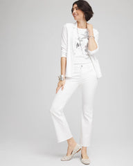 Chico's Collections No-Stain Girlfriend Frayed Flared Jeans