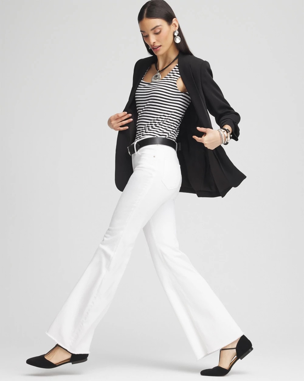 Chico's Collections Girlfriend No Stain Frayed Flared Jeans