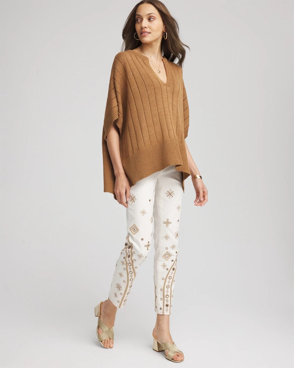 Chico's Collections Embellished Girlfriend Slim Ankle Jeans