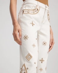 Chico's Collections Embellished Girlfriend Slim Ankle Jeans