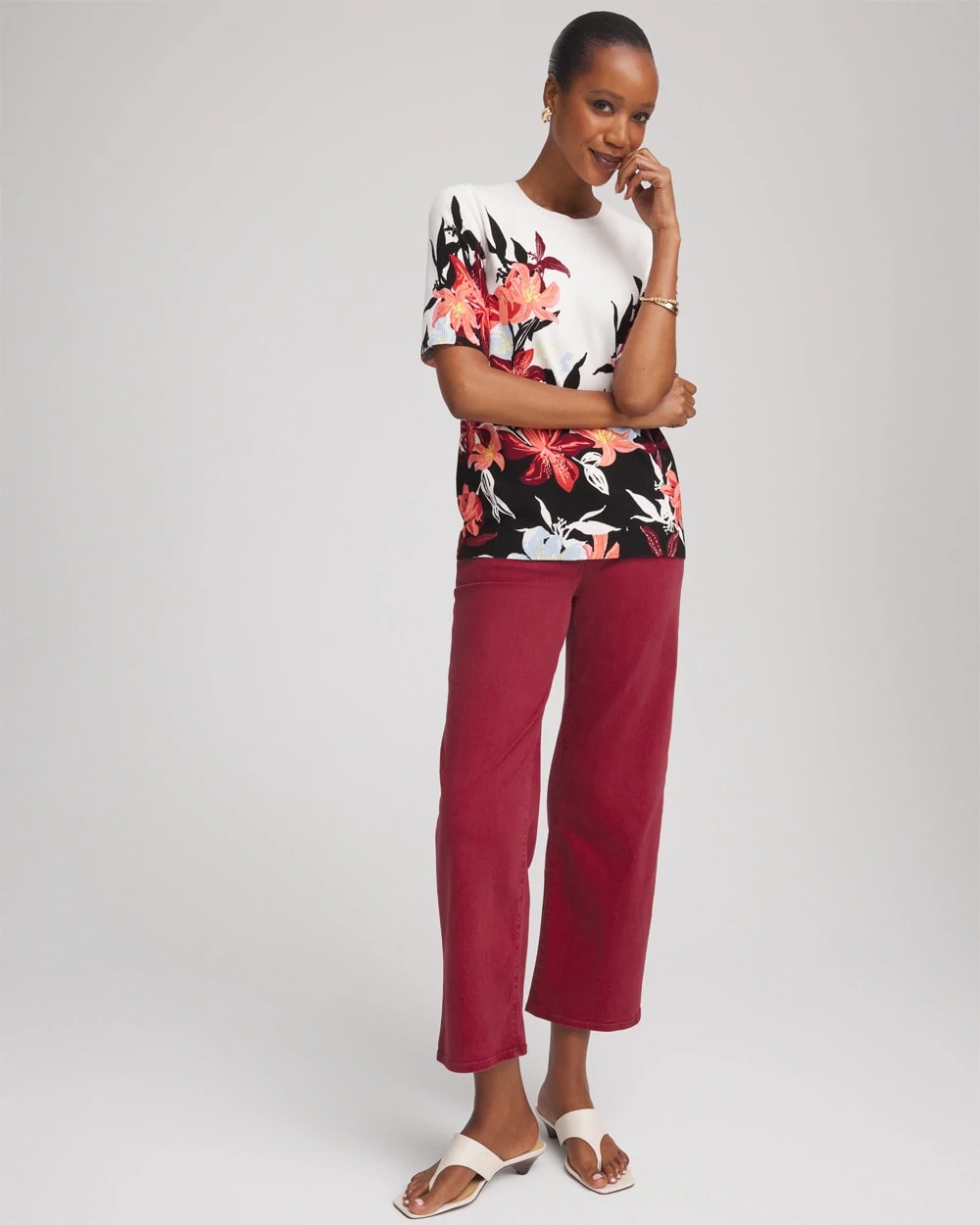 Chico's Collections Girlfriend Cropped Wide-Leg Jean