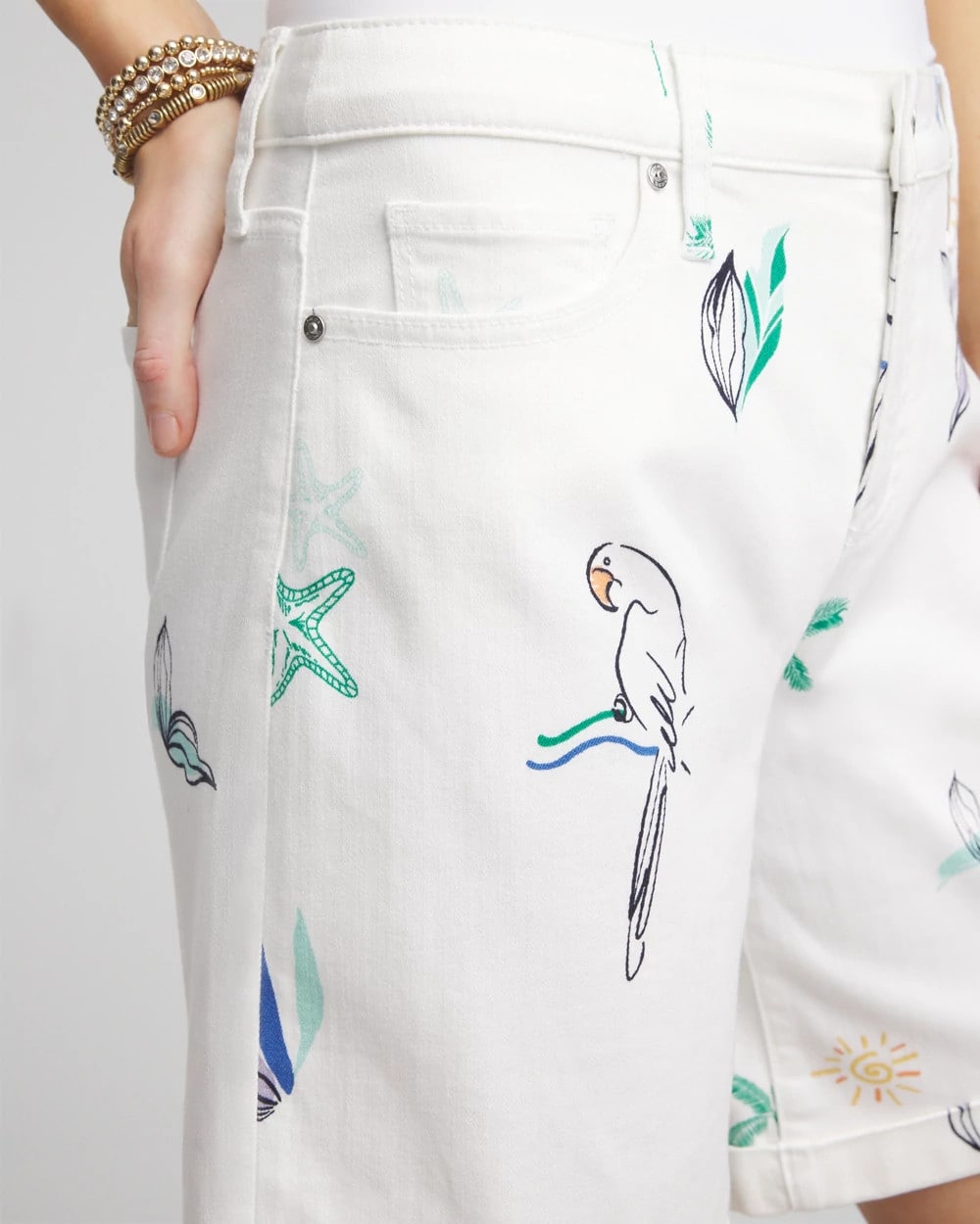 Chico's Collections Girlfriend Cuffed Swing Denim Shorts