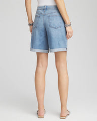 Chico's Collections Girlfriend Cuffed Swing Denim Shorts
