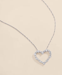 1 CT. Lab-Grown Diamond 14k White Gold Heart Pendant Necklace