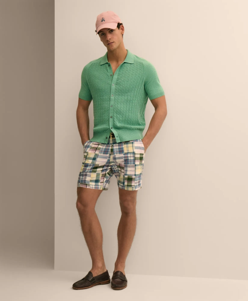 7" Cotton Patchwork Madras Shorts